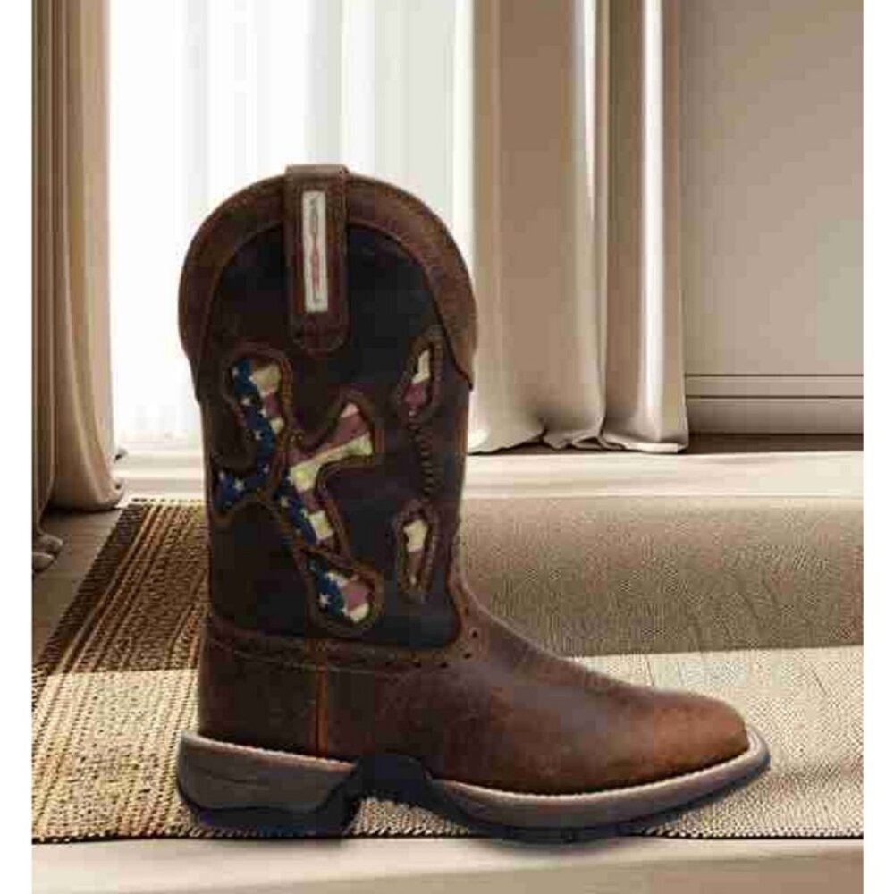 Rank 45 Broad Square Toe Womens Western Comfort Brown Boots